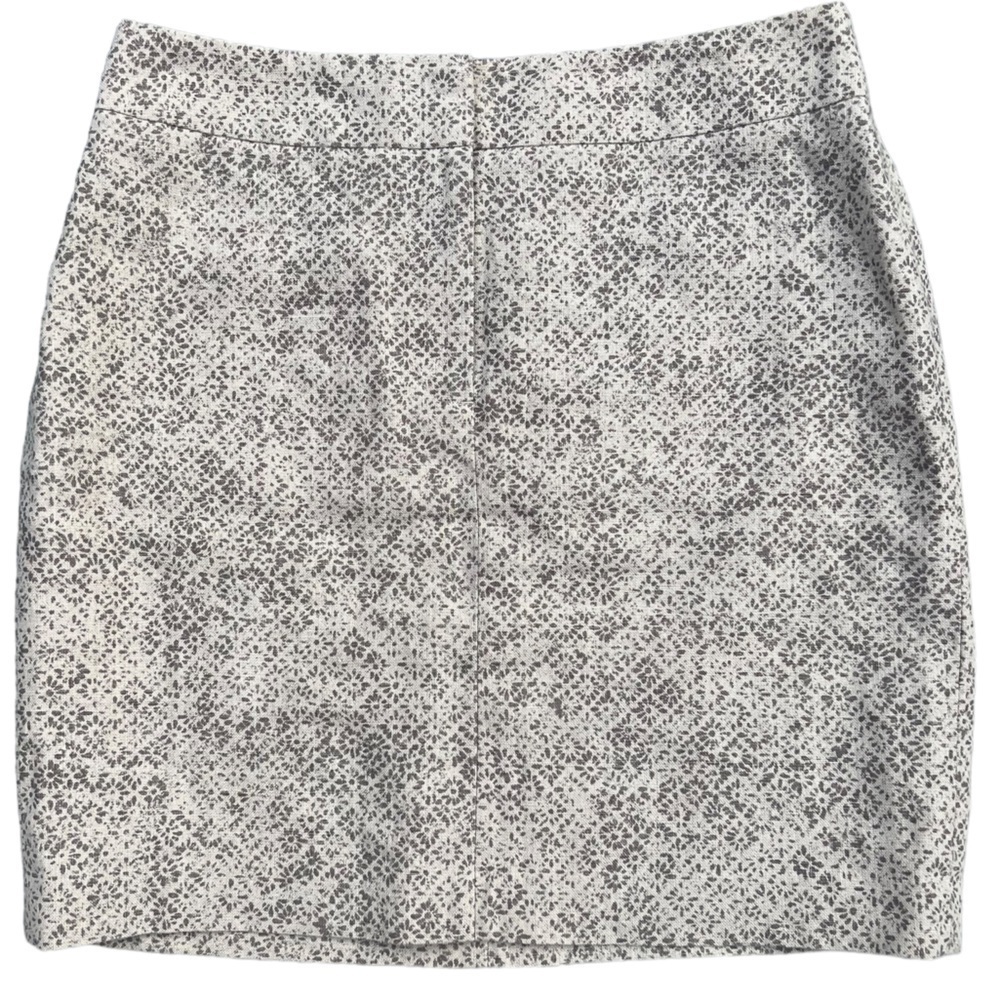 Loft tan and light brown floral linen mini skirt